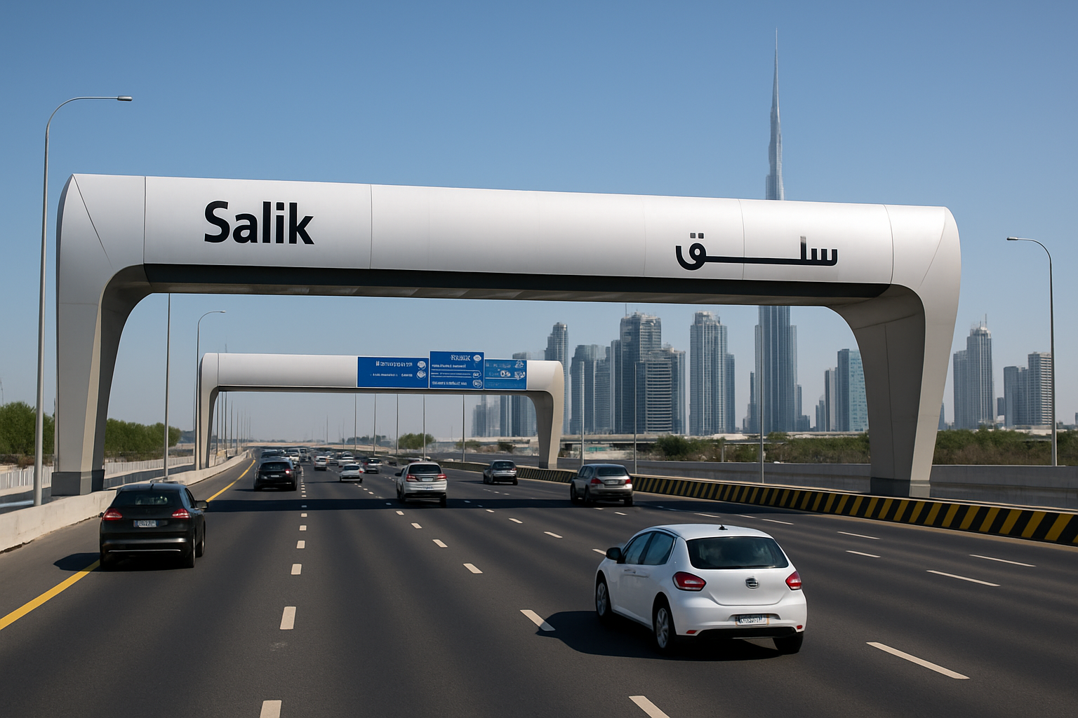 Modern toll gate on a Dubai expressway