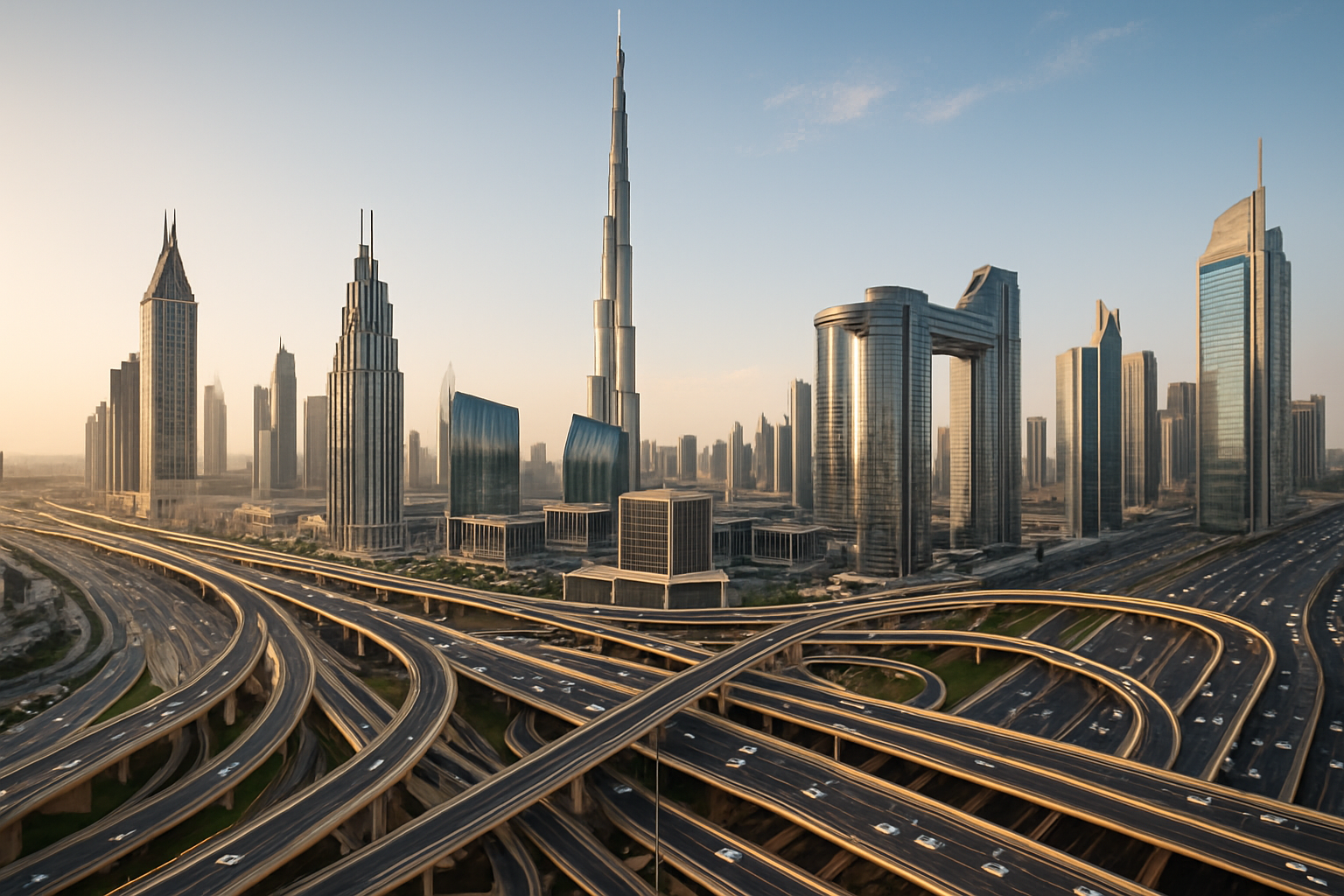 Dubai cityscape with efficient traffic flow